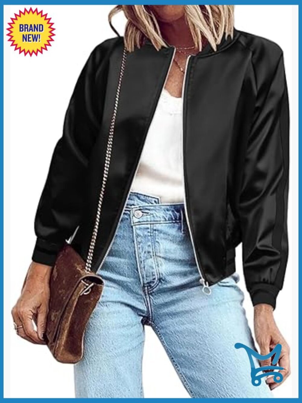 Lightweight Zip Up Bomber Jacket with Pockets Striped